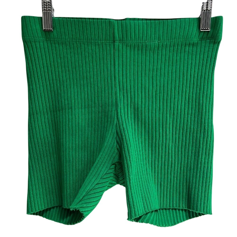 NEW Cotton Citizen Ibiza Stretch Ribbed Biker Short Kelly Green Small